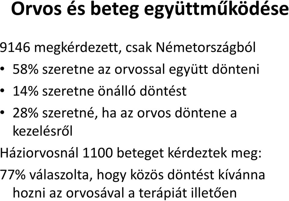 szeretné, ha az orvos döntene a kezelésről Háziorvosnál 1100 beteget