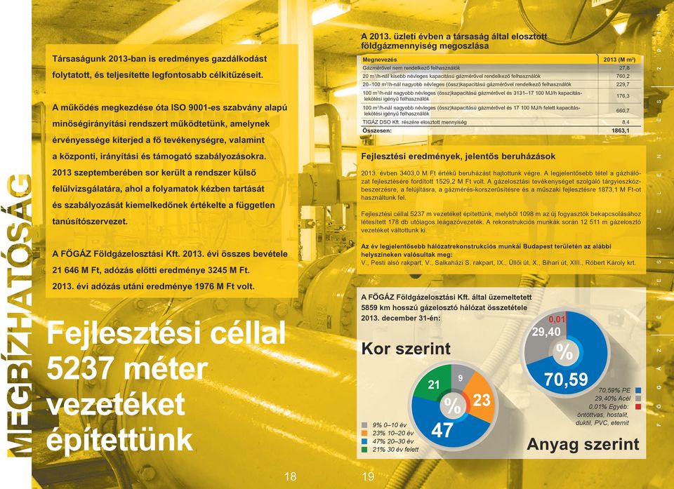 szabályozásokra. 2013 szeptemberében sor került a rendszer külsô felülvizsgálatára, ahol a folyamatok kézben tartását és szabályozását kiemelkedônek értékelte a független tanúsítószervezet.