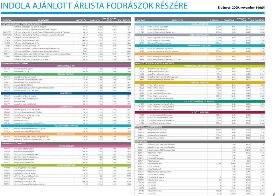 HAJSZÍNVÁLTOZTATÁSHOZ Profession Tartós ápoló hajfesték, 85 árnyalat 60 ml 60 db 849 1.061 Profession Tartós ápoló hajfesték kontraszt színek, 4 árnyalat 60 ml 60 db 1.049 1.311 ÚJDONSÁG!