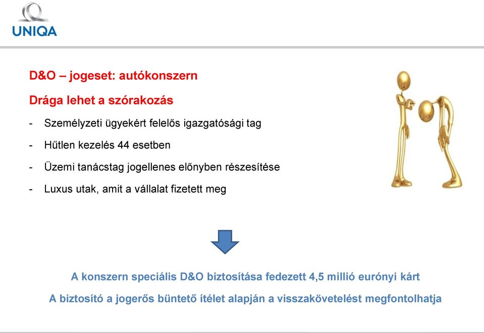 részesítése - Luxus utak, amit a vállalat fizetett meg A konszern speciális D&O biztosítása