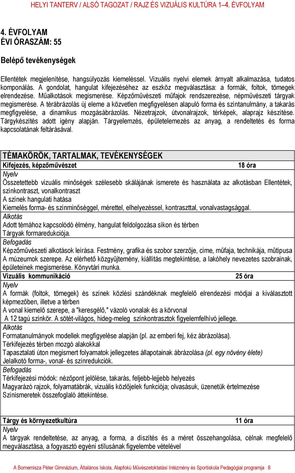 A térábrázolás új eleme a közvetlen megfigyelésen alapuló forma és színtanulmány, a takarás megfigyelése, a dinamikus mozgásábrázolás. Nézetrajzok, útvonalrajzok, térképek, alaprajz készítése.