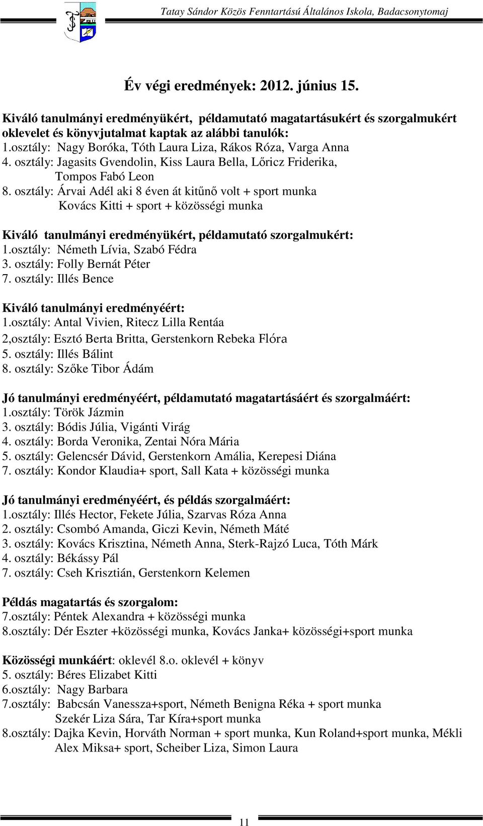 osztály: Jagasits Gvendolin, Kiss Laura Bella, Lőricz Friderika, Tompos Fabó Leon 8.