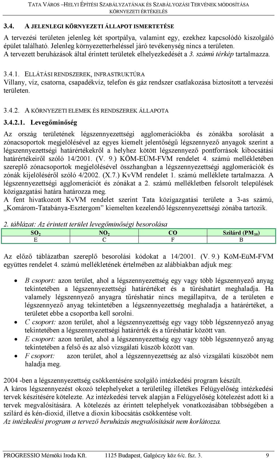 ELLÁTÁSI RENDSZEREK, INFRASTRUKTÚRA Villany, víz, csatorna, csapadékvíz, telefon és gáz rendszer csatlakozása biztosított a tervezési területen. 3.4.2. A KÖRNYEZETI ELEMEK ÉS RENDSZEREK ÁLLAPOTA 3.4.2.1.