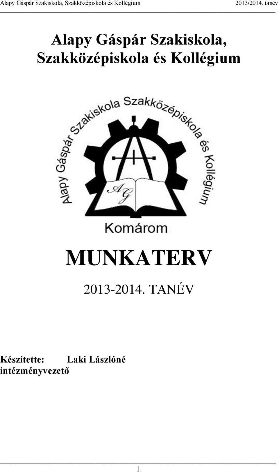 MUNKATERV 2013-2014.