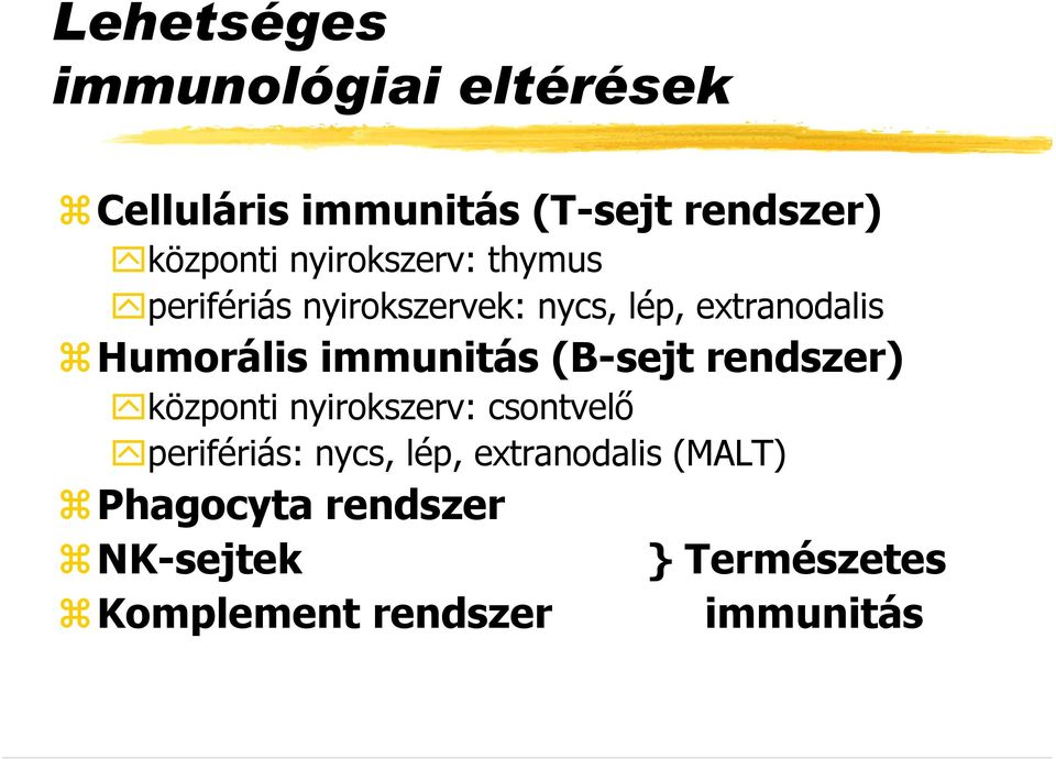 immunitás (B-sejt rendszer) központi nyirokszerv: csontvelı perifériás: nycs, lép,