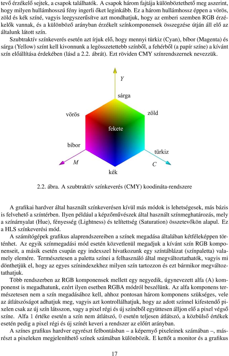 összegzése útján áll elő az általunk látott szín.