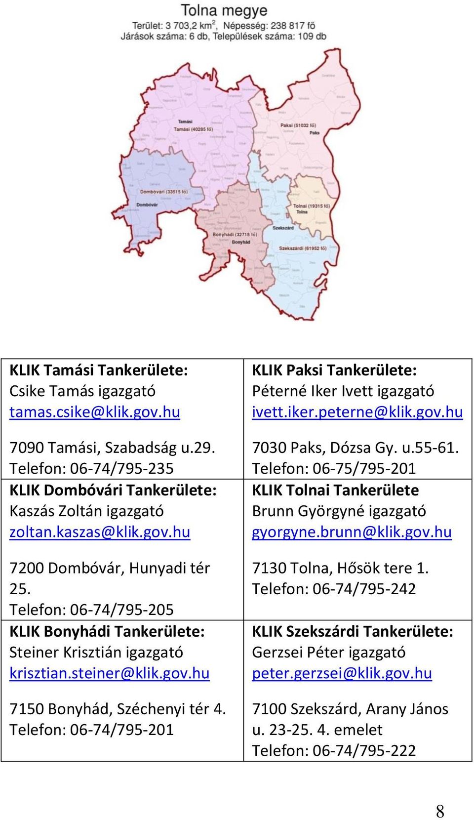 Telefon: 06-74/795-201 KLIK Paksi Tankerülete: Péterné Iker Ivett igazgató ivett.iker.peterne@klik.gov.hu 7030 Paks, Dózsa Gy. u.55-61.