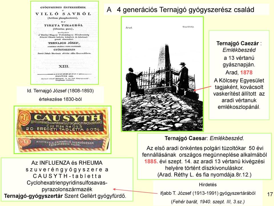 Az INFLUENZA és RHEUMA s z u v e r é n g y ó g y s z e r e a C A U S Y T H - t a b l e t t a Cyclohexatrienpyridinsulfosavaspyrazolonszármazék Ternajgó-gyógyszertár Szent Gellért gyógyfürdő.