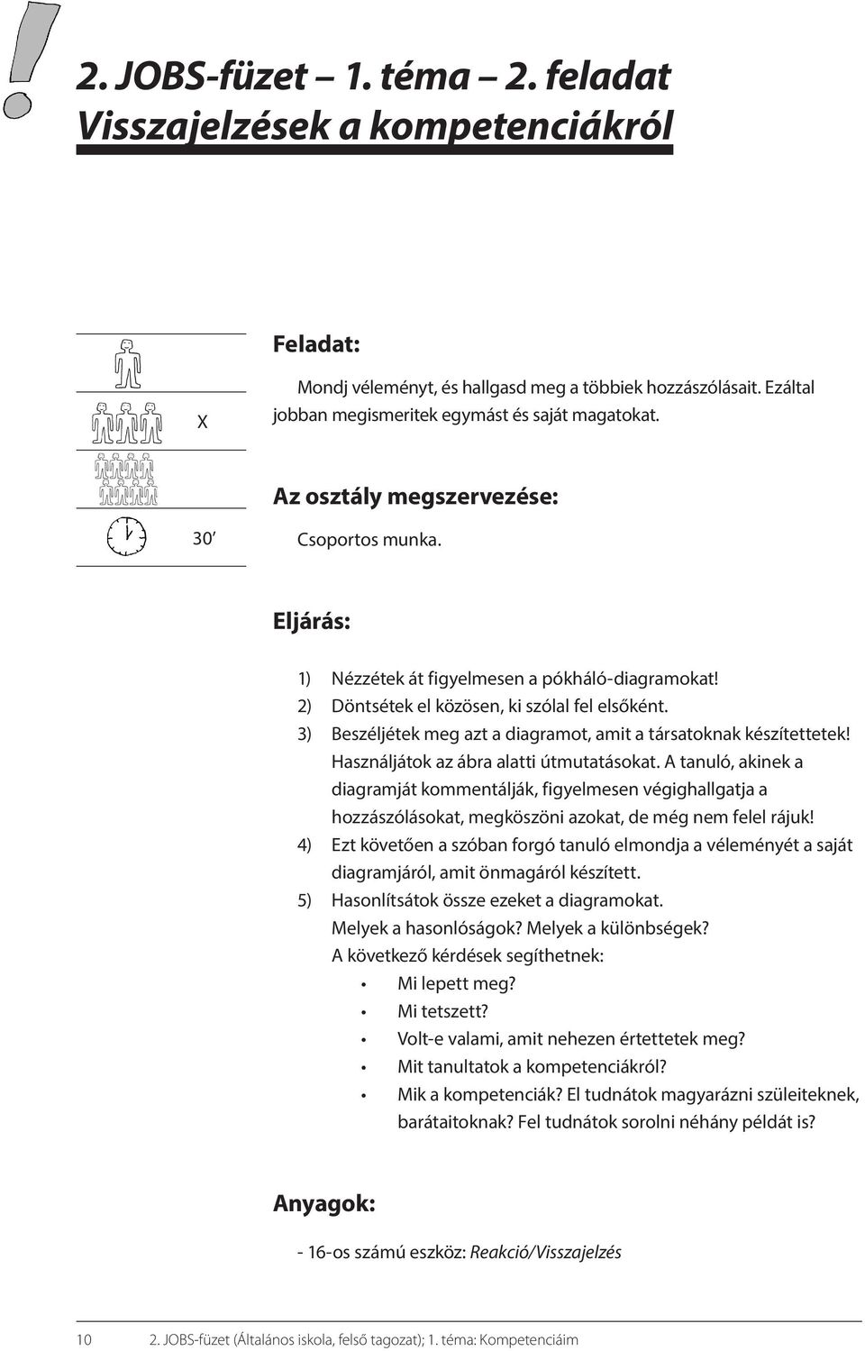 3) Beszéljétek meg azt a diagramot, amit a társatoknak készítettetek! Használjátok az ábra alatti útmutatásokat.