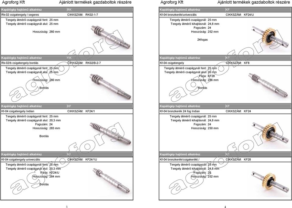 Kapálógép hajtómű alkatrész KF Rk-02/b csigatengely bordás CIKKSZÁM: RK02/B-2-7 Kf-04 csigatengely CIKKSZÁM: KF8 Tengely átmérő csapágynál fent: 25 mm Tengely átmérő csapágynál alul: 25 mm Hosszúság: