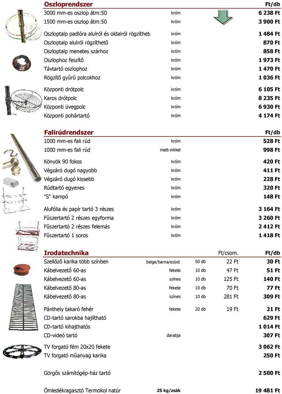 króm 8 235 Ft Központi üvegpolc króm 6 930 Ft Központi pohártartó króm 4 174 Ft Falirúdrendszer Ft/db 1000 mm-es fali rúd króm 528 Ft 1000 mm-es fali rúd matt-nikkel 998 Ft Könyök 90 fokos króm 420