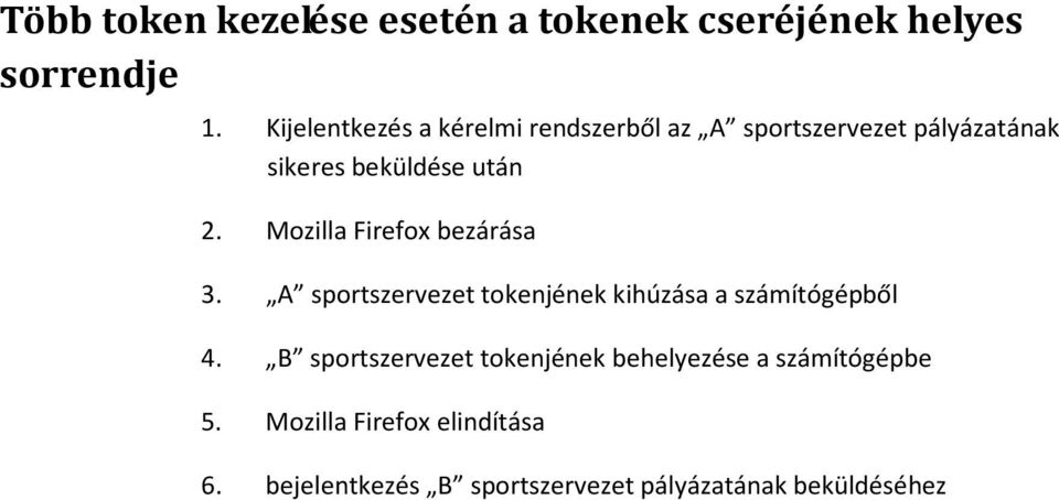 Mozilla Firefox bezárása 3. A sportszervezet tokenjének kihúzása a számítógépből 4.