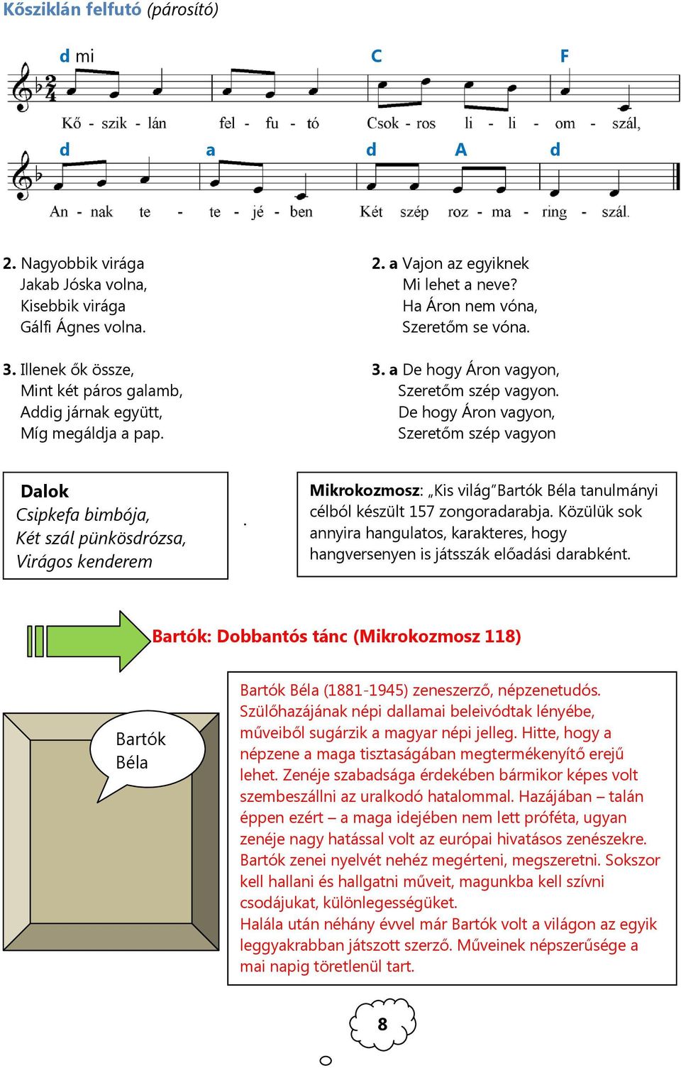 a De hogy Áron vagyon, Szeretőm szép vagyon. De hogy Áron vagyon, Szeretőm szép vagyon Dalok Csipkefa bimbója, Két szál pünkösdrózsa, Virágos kenderem.