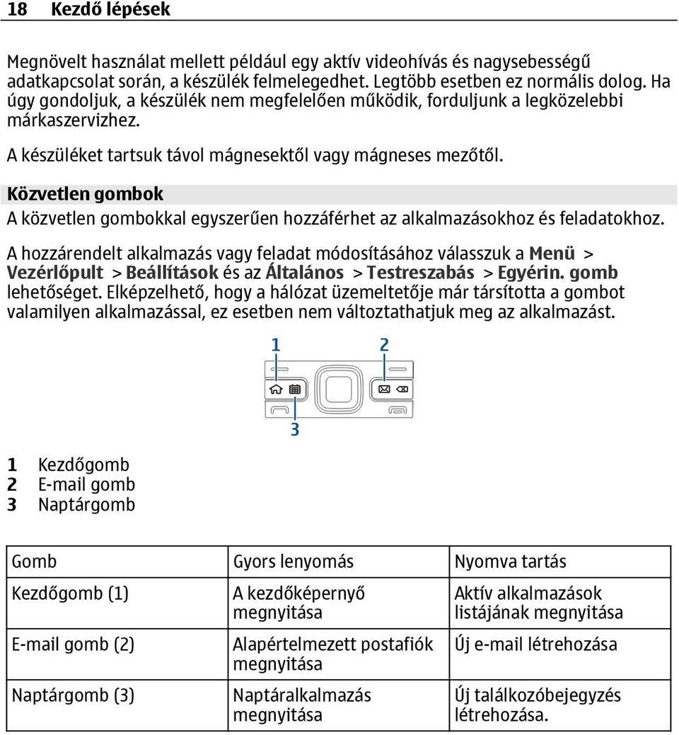 Közvetlen gombok A közvetlen gombokkal egyszerűen hozzáférhet az alkalmazásokhoz és feladatokhoz.