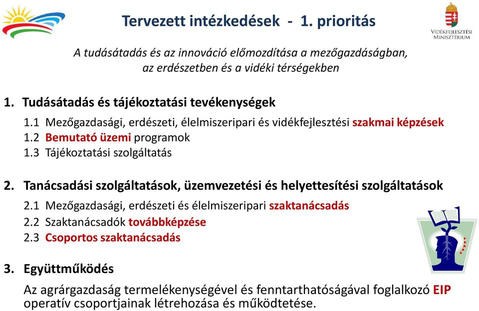 3 Tájékoztatási szolgáltatás 2. Tanácsadási szolgáltatások, üzemvezetési és helyettesítési szolgáltatások 2.