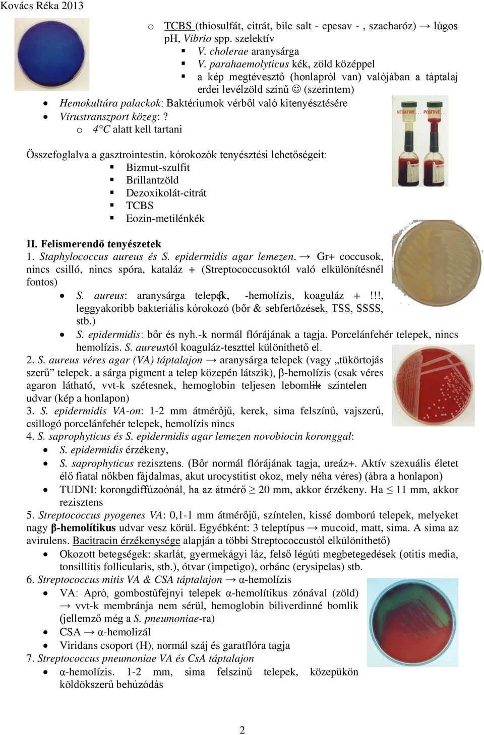 Vírustranszport közeg:? o 4 C alatt kell tartani Összefoglalva a gasztrointestin. kórokozók tenyésztési lehetőségeit: Bizmut-szulfit Brillantzöld Dezoxikolát-citrát TCBS Eozin-metilénkék II.