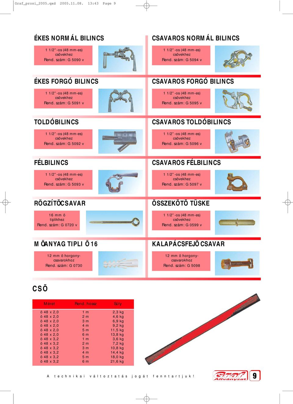 CSAVAROS FORGÓ BILINCS 1 1/2 -os (8 mm-es) csövekhez : G 5095 v TOLDÓBILINCS 1 1/2 -os (8 mm-es) csövekhez : G 5092 v CSAVAROS TOLDÓBILINCS 1 1/2 -os (8 mm-es) csövekhez : G 5096 v FÉLBILINCS 1 1/2