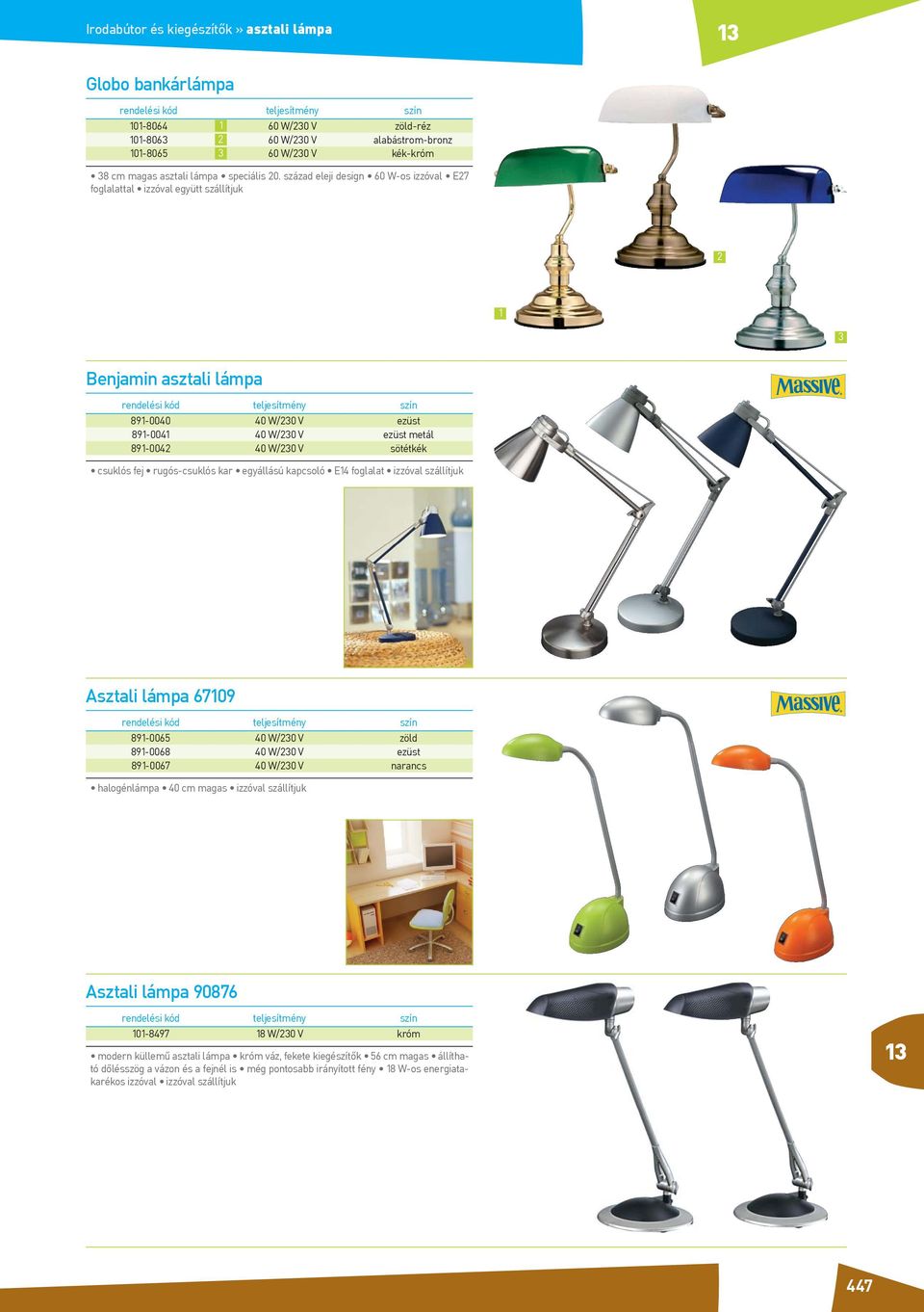 század eleji design 60 W-os izzóval E7 foglalattal izzóval együtt szállítjuk 3 Benjamin asztali lámpa rendelési kód teljesítmény szín 89-0040 40 W/30 V ezüst 89-004 40 W/30 V ezüst metál 89-004 40