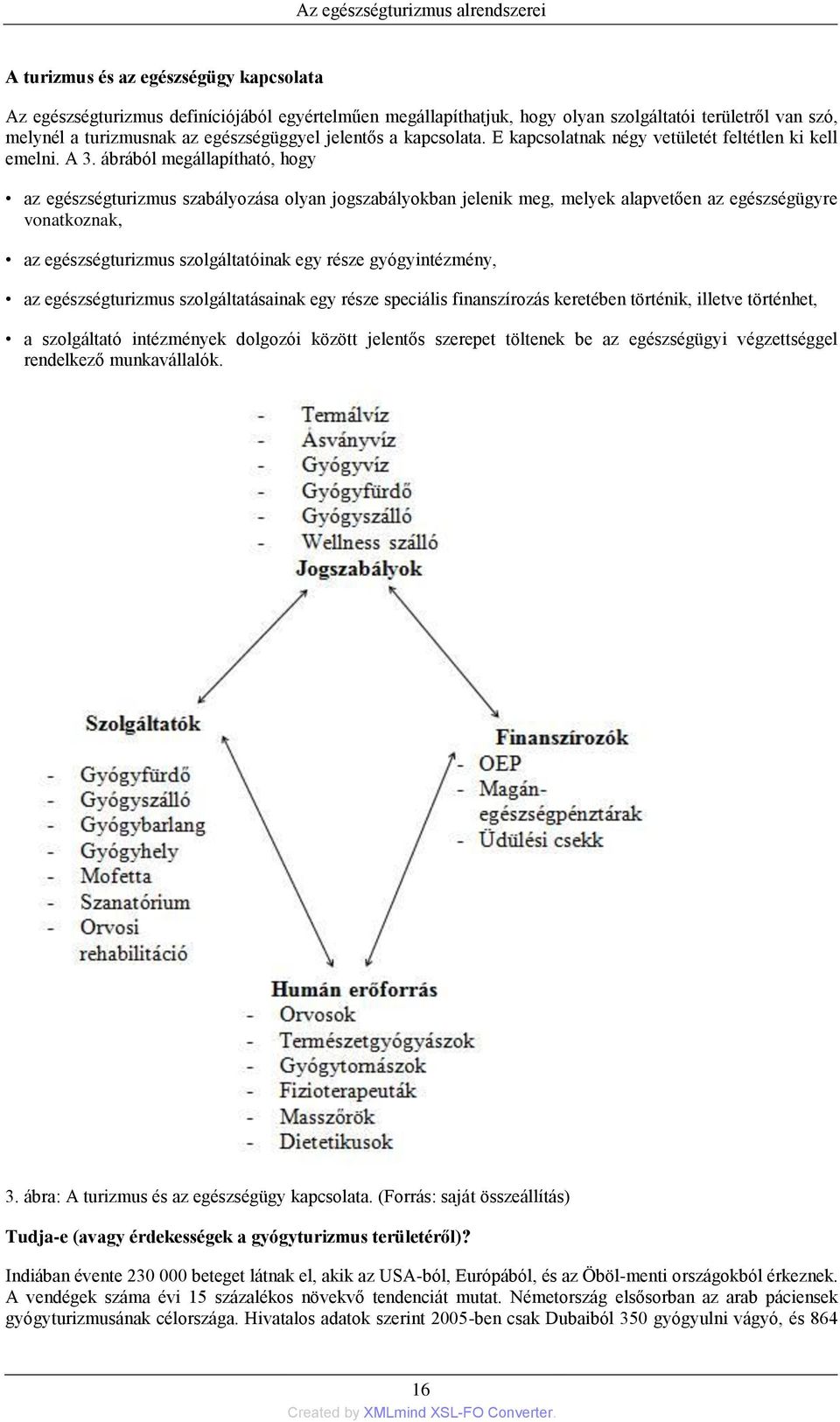 ábrából megállapítható, hogy az egészségturizmus szabályozása olyan jogszabályokban jelenik meg, melyek alapvetően az egészségügyre vonatkoznak, az egészségturizmus szolgáltatóinak egy része