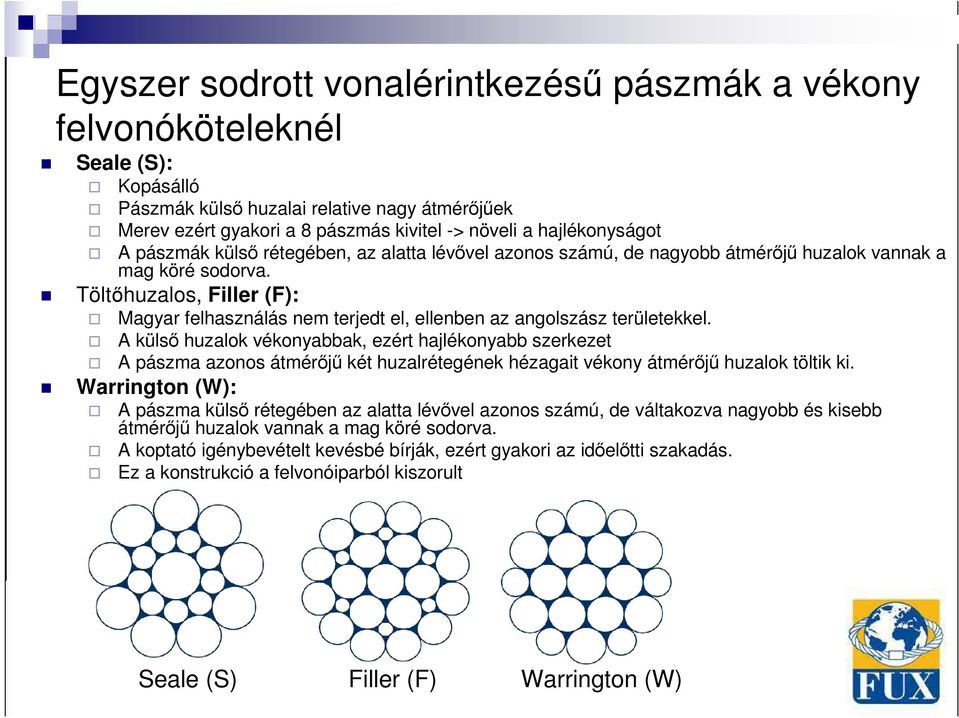 Töltıhuzalos, Filler (F): Magyar felhasználás nem terjedt el, ellenben az angolszász területekkel.