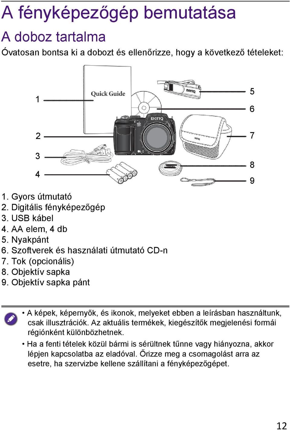 Objektív sapka pánt A képek, képernyők, és ikonok, melyeket ebben a leírásban használtunk, csak illusztrációk.