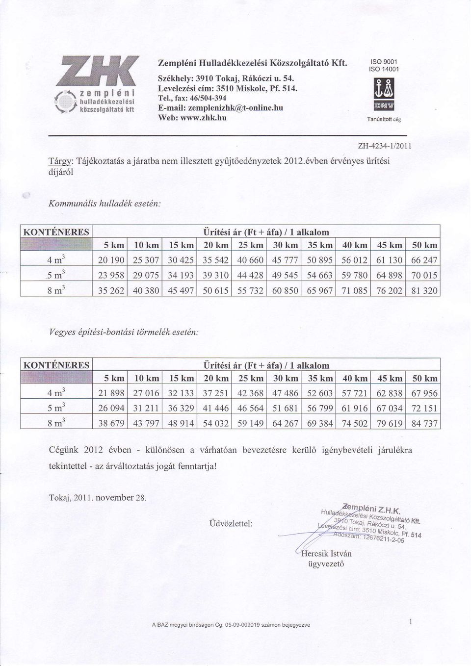 6vben lwtnyes iirit6si dij616l Kommundlis hullad6k esetdn: KONTENERES Urit6si 6r (Ft+ 6fal l1 alkalom 5kn 10 km 15 km 20 km 25 km 30 km 35 km 40 km 45 km 50 km 4m3 20 190 2s 307 30 42s 35 542 40 660