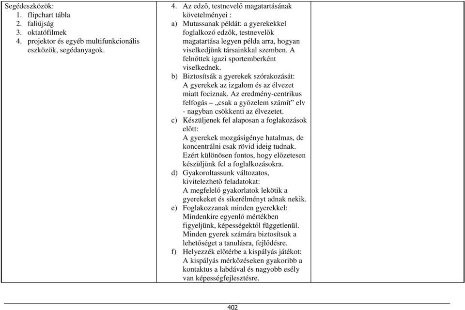 Az edző, testnevelő magatartásának követelményei : a) Mutassanak példát: a gyerekekkel foglalkozó edzők, testnevelők magatartása legyen példa arra, hogyan viselkedjünk társainkkal szemben.