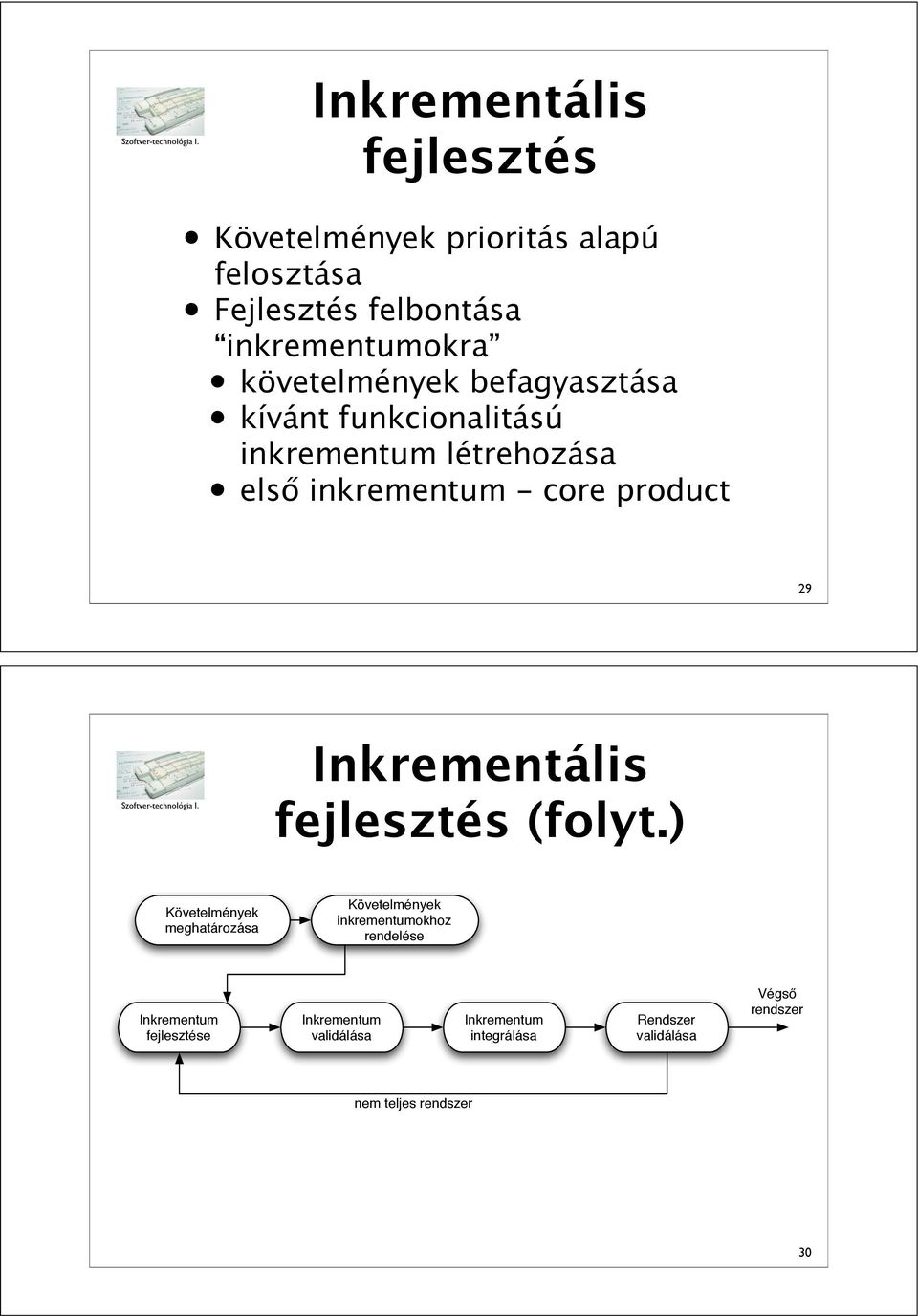 inkrementum - core product 29 Inkrementális fejlesztés (folyt.