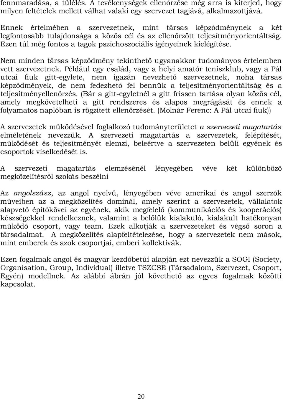 Ezen túl még fontos a tagok pszichoszociális igényeinek kielégítése. Nem minden társas képződmény tekinthető ugyanakkor tudományos értelemben vett szervezetnek.