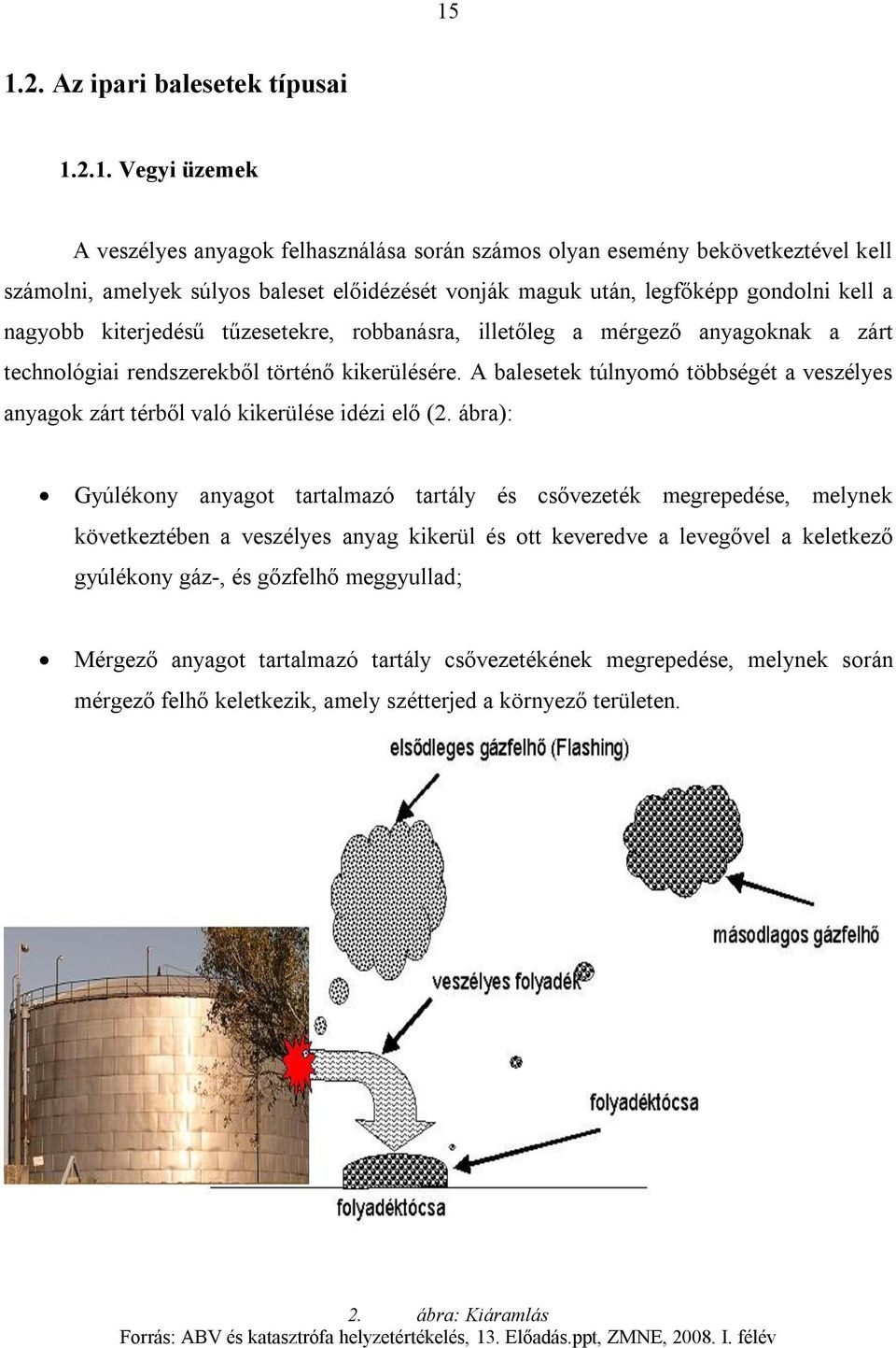 A balesetek túlnyomó többségét a veszélyes anyagok zárt térből való kikerülése idézi elő (2.