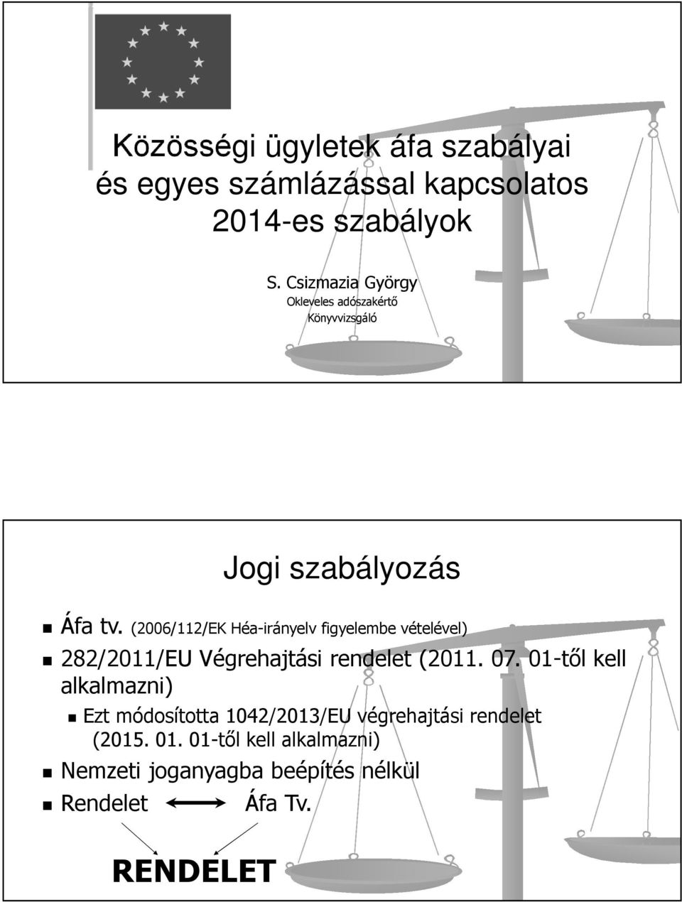 (2006/112/EK Héa-irányelv figyelembe vételével) 282/2011/EU Végrehajtási rendelet (2011. 07.