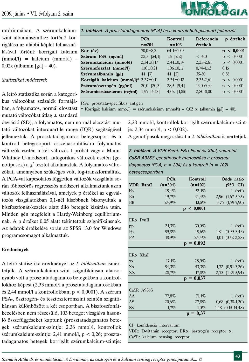 normál elosztást mutató változókat interquartile range (IQR) segítségével jellemeztük.