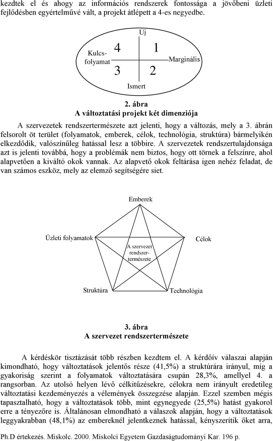 ábrán felsorolt öt terület (folyamatok, emberek, célok, technológia, struktúra) bármelyikén elkezdődik, valószínűleg hatással lesz a többire.