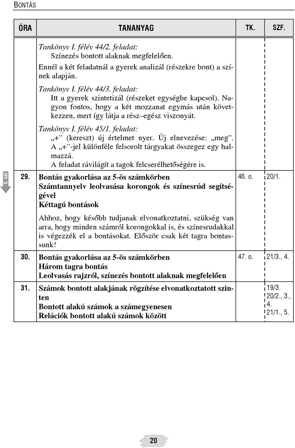 feladat: + (kereszt) új értelmet nyer. Új elnevezése: meg. A + -jel különféle felsorolt tárgyakat összegez egy halmazzá. A feladat rávilágít a tagok felcserélhetõségére is. 29.