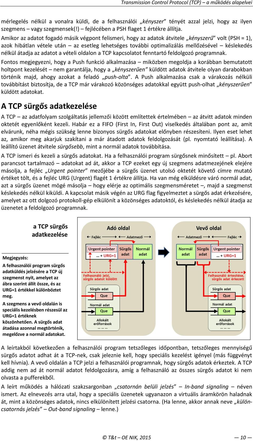 átadja az adatot a vételi oldalon a TCP kapcsolatot fenntartó feldolgozó programnak.