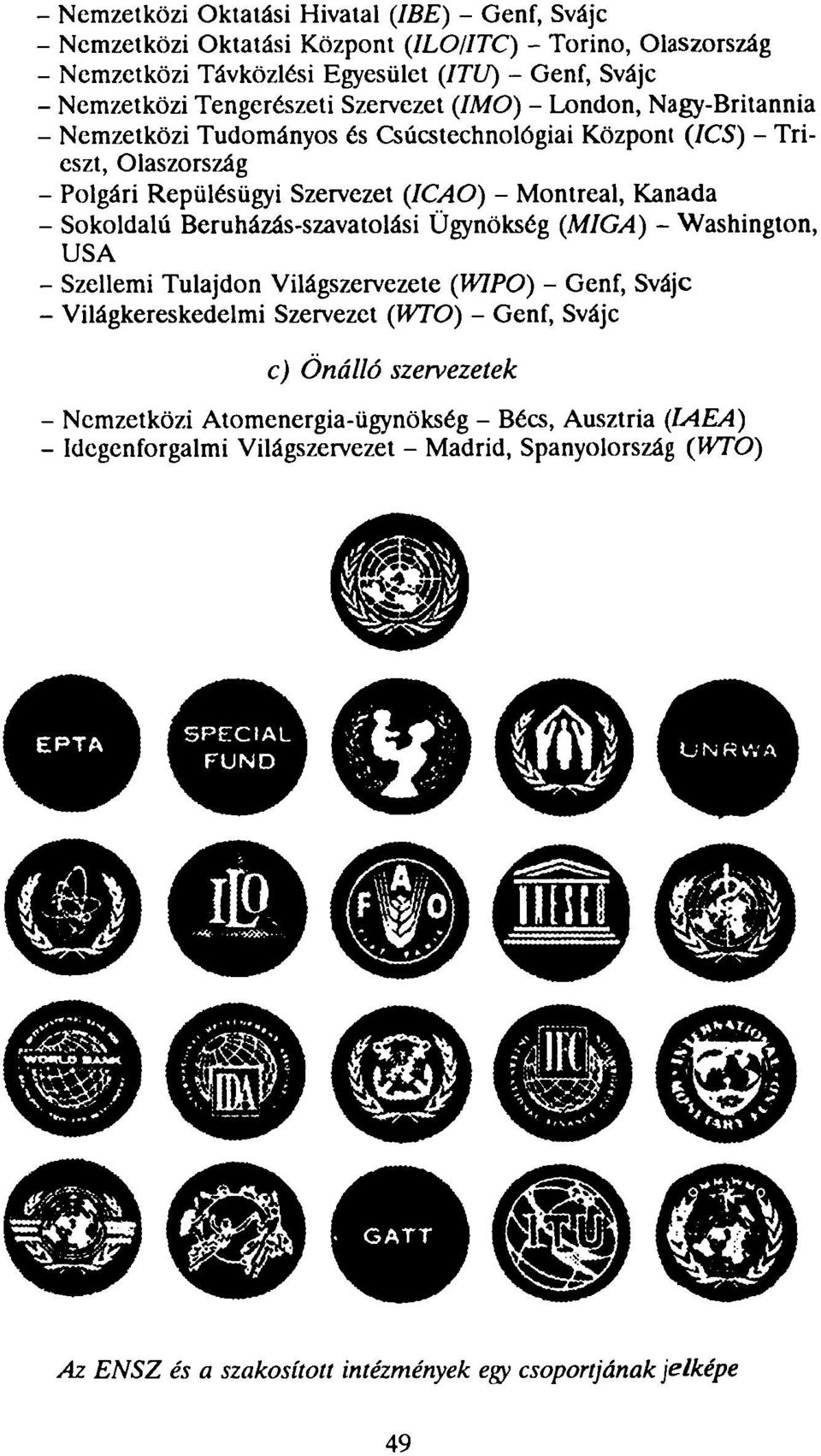 Kanada - Sokoldalú Beruházás-szavatolási Ügynökség (MIGA) - Washington, - Szellemi Tulajdon Világszervezete (W1PO) - Genf, Svájc - Világkereskedelmi Szervezet (WTO) - Genf, Svájc c)