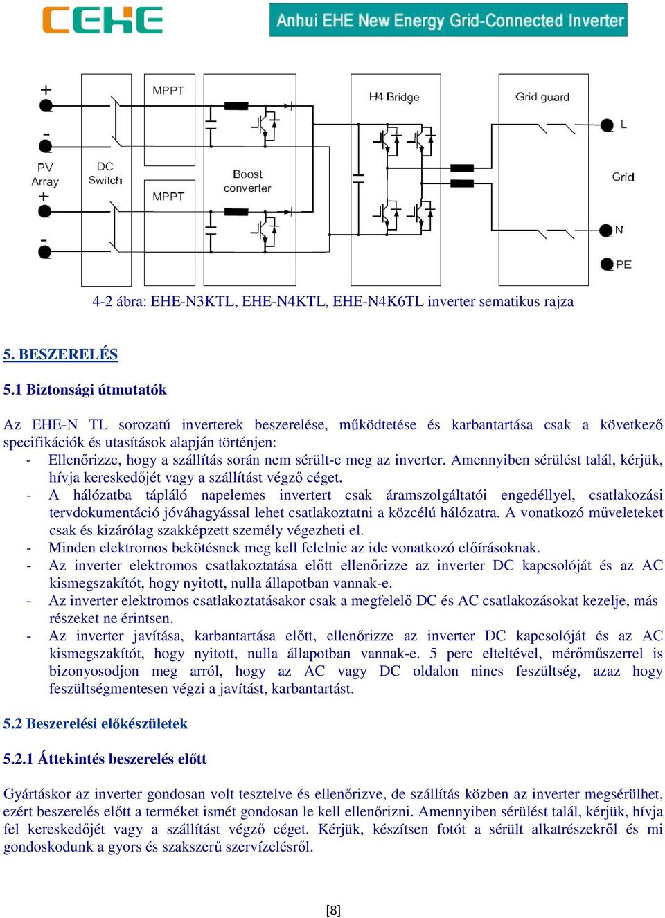 nem sérült-e meg az inverter. Amennyiben sérülést talál, kérjük, hívja kereskedőjét vagy a szállítást végző céget.