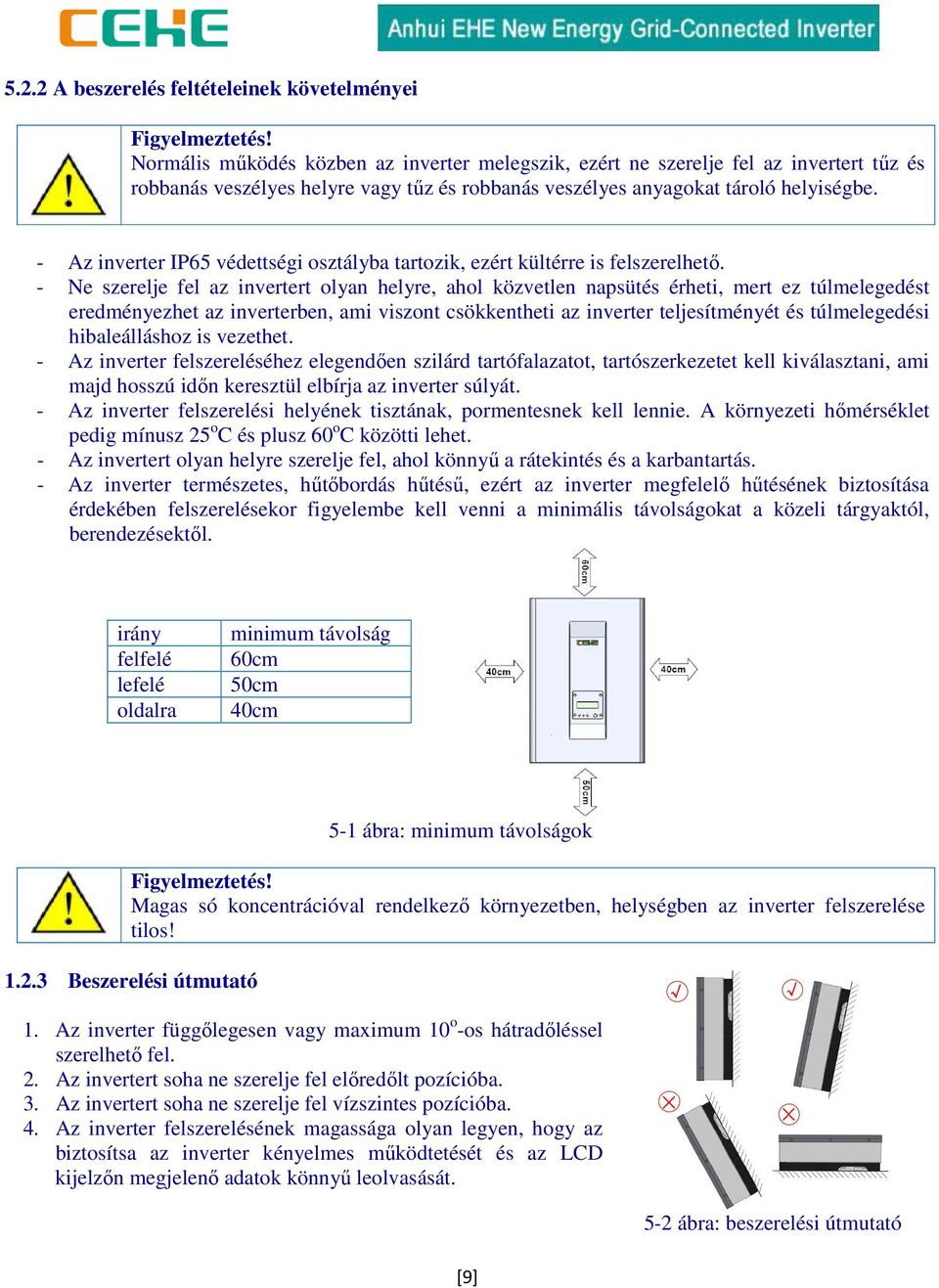 - Az inverter IP65 védettségi osztályba tartozik, ezért kültérre is felszerelhető.