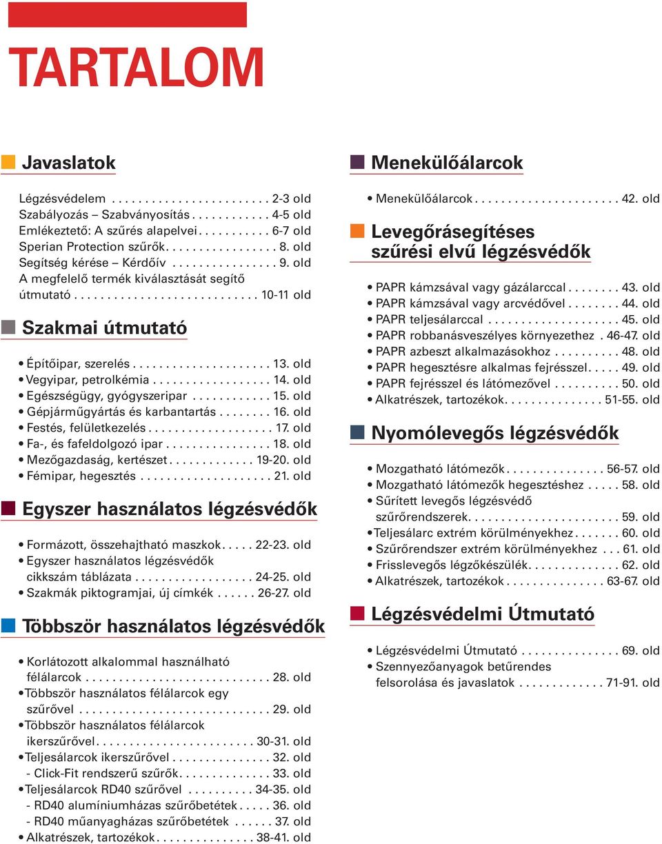 old Vegyipar, petrolkémia.................. 14. old Egészségügy, gyógyszeripar............ 15. old Gépjárműgyártás és karbantartás........ 16. old Festés, felületkezelés................... 17.