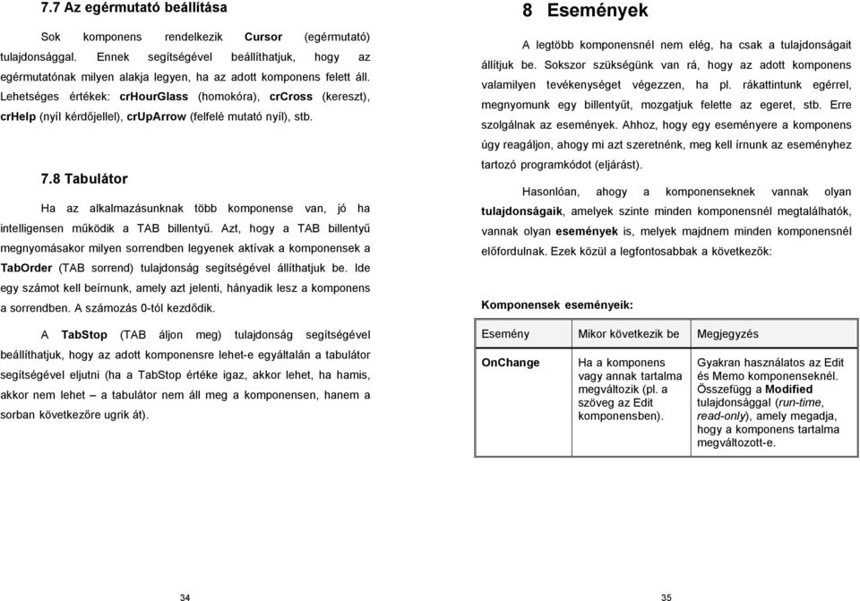 Lehetséges értékek: crhourglass (homokóra), crcross (kereszt), crhelp (nyíl kérdıjellel), cruparrow (felfelé mutató nyíl), stb. 7.