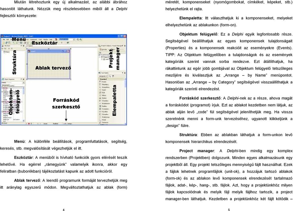 Elempaletta: Itt választhatjuk ki a komponenseket, melyeket elhelyezhetünk az ablakunkon (form-on).