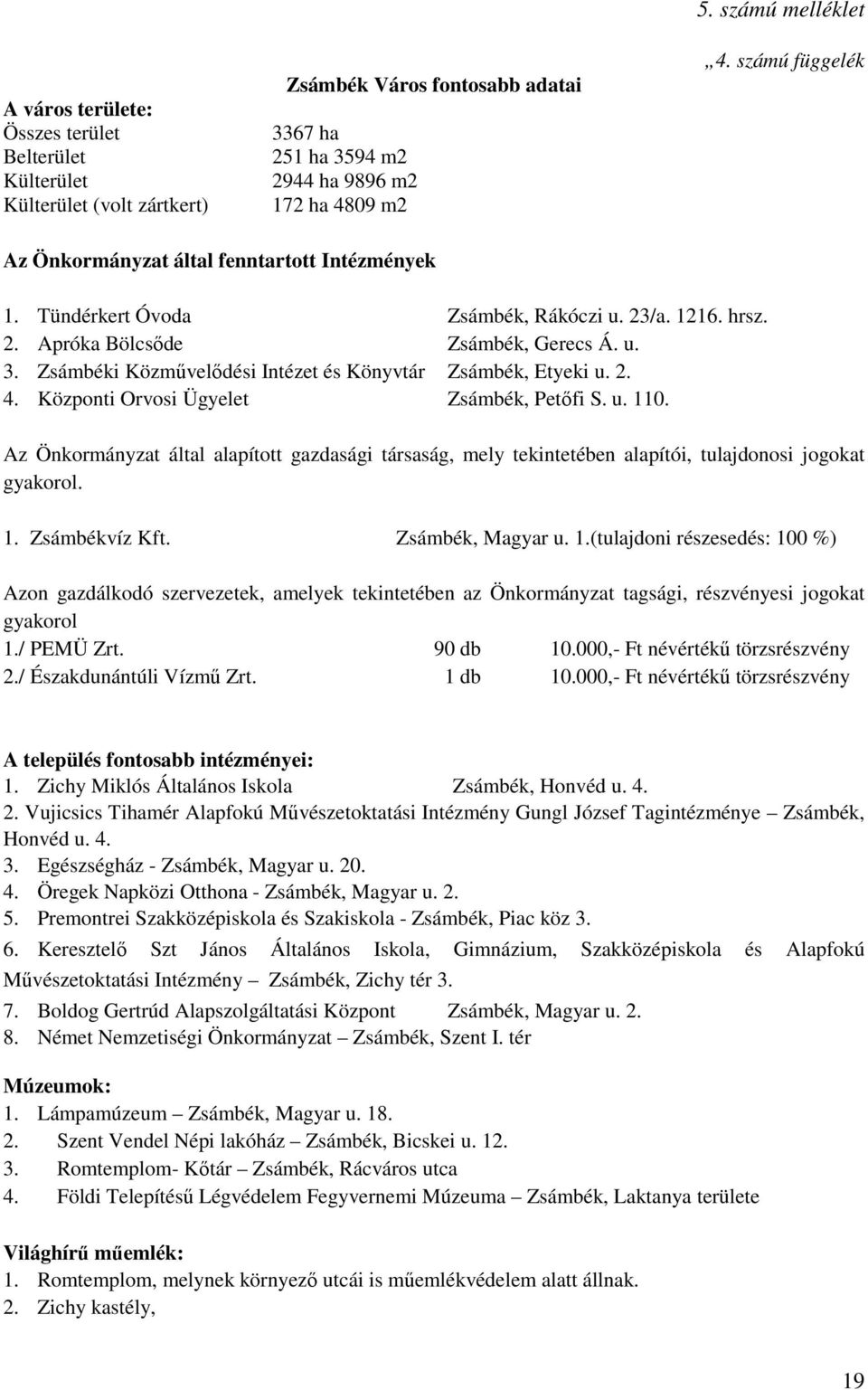 Zsámbéki Közművelődési Intézet és Könyvtár Zsámbék, Etyeki u. 2. 4. Központi Orvosi Ügyelet Zsámbék, Petőfi S. u. 110.