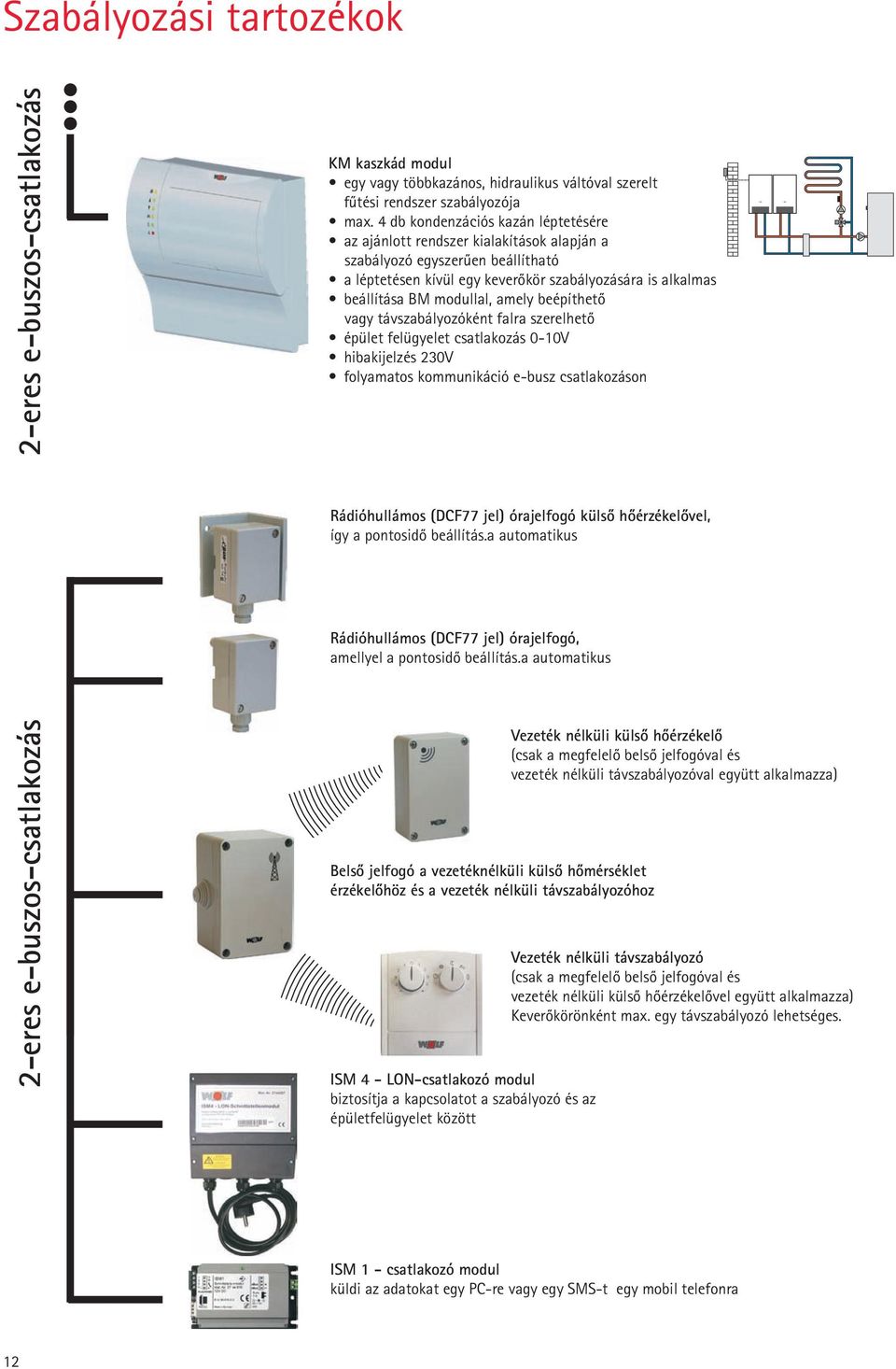 amely beépíthetõ vagy távszabályozóként falra szerelhetõ épület felügyelet csatlakozás 0-10V hibakijelzés 230V folyamatos kommunikáció e-busz csatlakozáson Rádióhullámos (DCF77 jel) órajelfogó külsõ