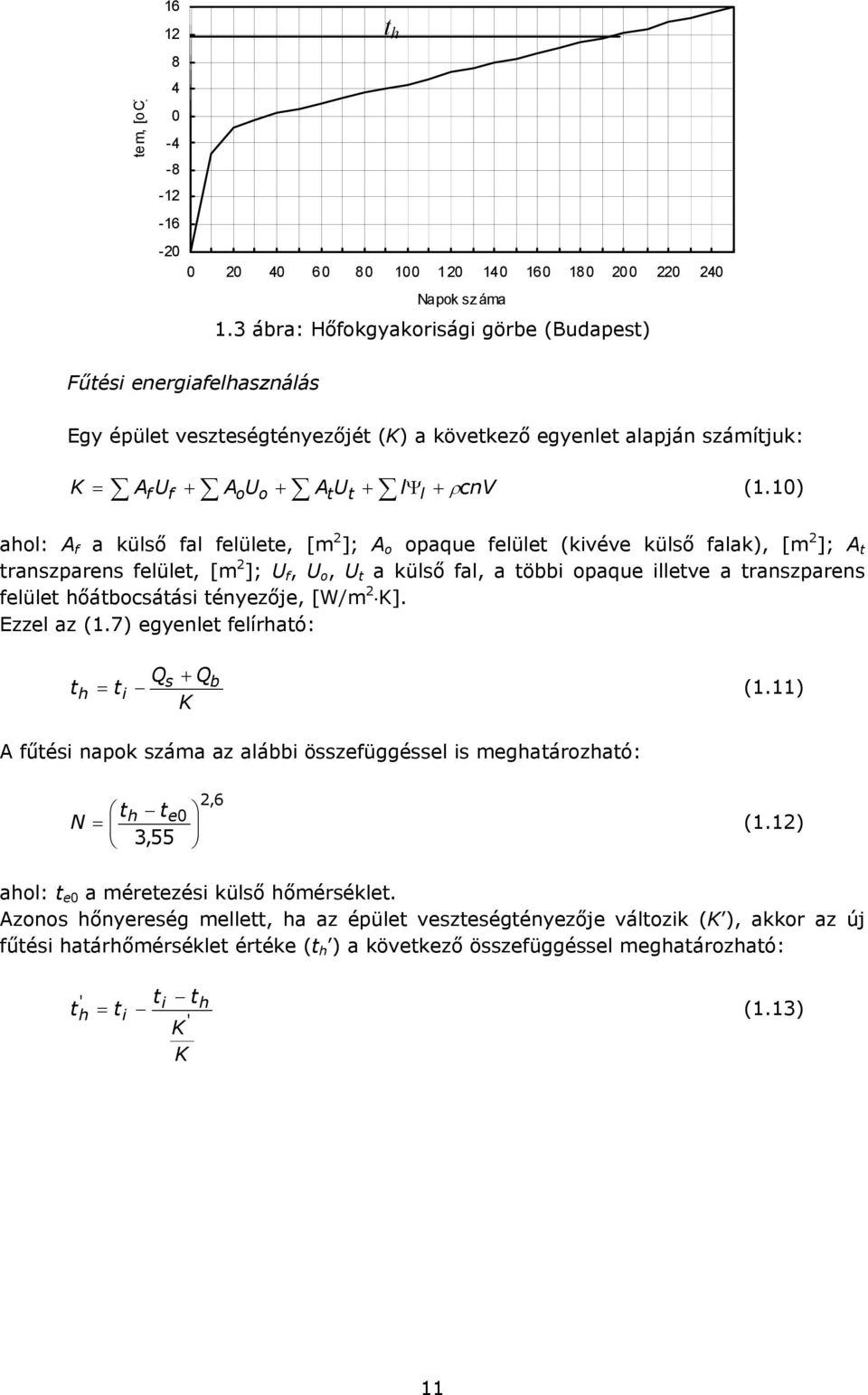 10) ahol: A f a külső fal felülete, [m 2 ]; A o opaque felület (kivéve külső falak), [m 2 ]; A t transzparens felület, [m 2 ]; U f, U o, U t a külső fal, a többi opaque illetve a transzparens felület