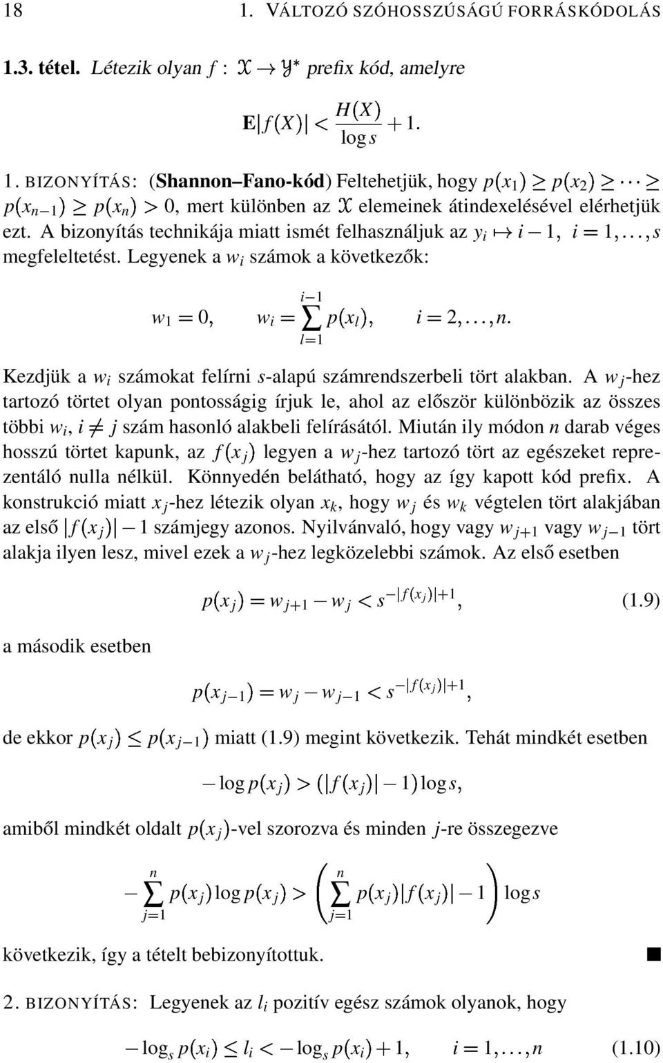 A bizonyítás technikája miatt ismét felhasználjuk az y ii is megfeleltetést.