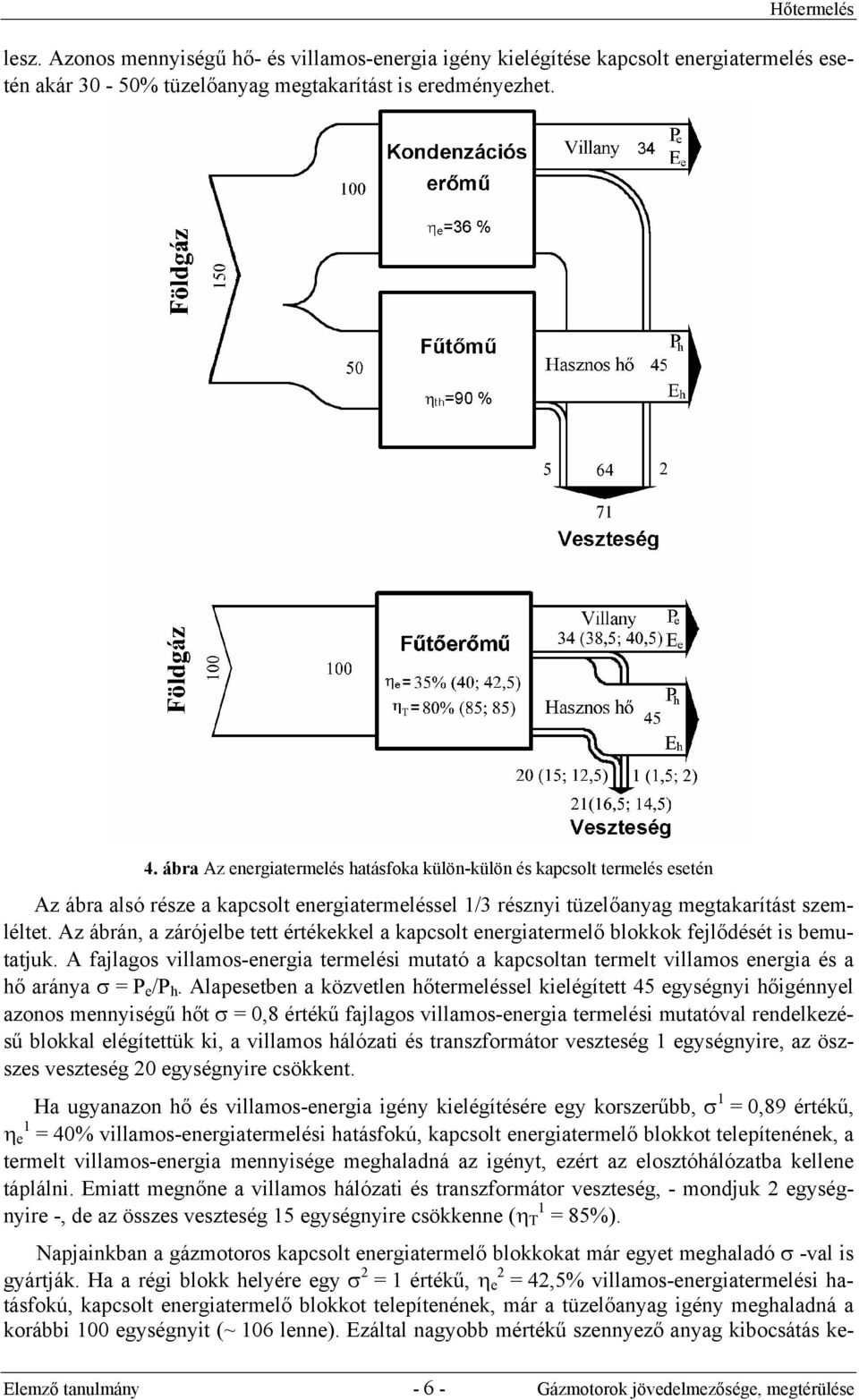 Az ábrán, a zárójelbe tett értékekkel a kapcsolt energiatermelő blokkok fejlődését is bemutatjuk.