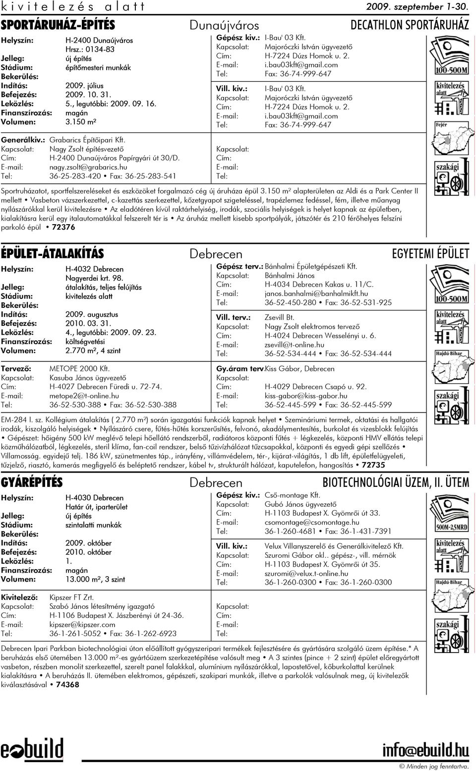 bau03kft@gmail.com Fax: 36-74-999-647 I-Bau' 03 Kft. Majoróczki István ügyvezetõ H-7224 Dúzs Homok u. 2. i.bau03kft@gmail.com Fax: 36-74-999-647 Sportruházatot, sportfelszereléseket és eszközöket forgalmazó cég új áruháza épül 3.