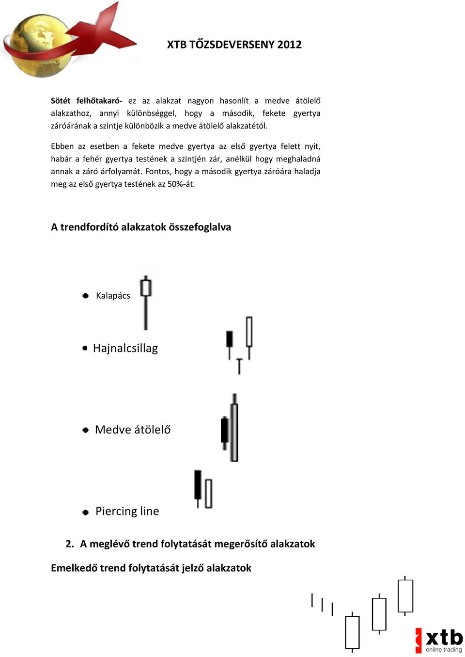 Ebben az esetben a fekete medve gyertya az első gyertya felett nyit, habár a fehér gyertya testének a szintjén zár, anélkül hogy meghaladná annak a záró