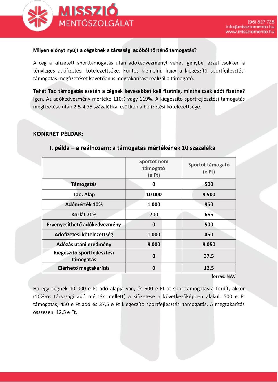 Tehát Tao támogatás esetén a cégnek kevesebbet kell fizetnie, mintha csak adót fizetne? Igen. Az adókedvezmény mértéke 110% vagy 119%.