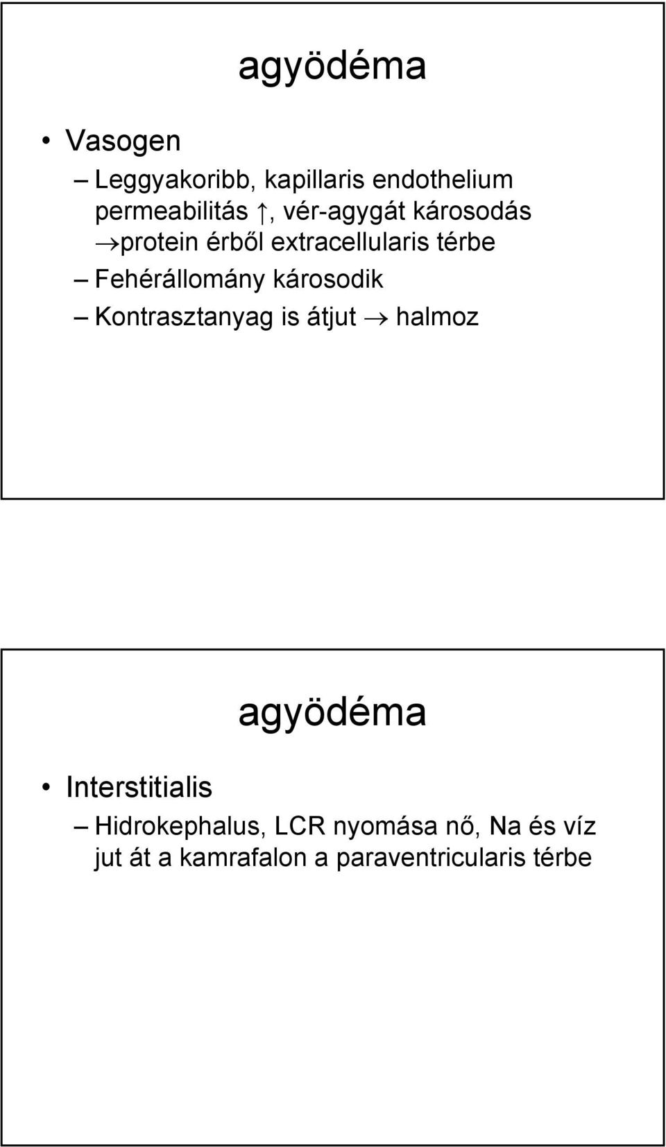 károsodik Kontrasztanyag is átjut halmoz Interstitialis agyödéma